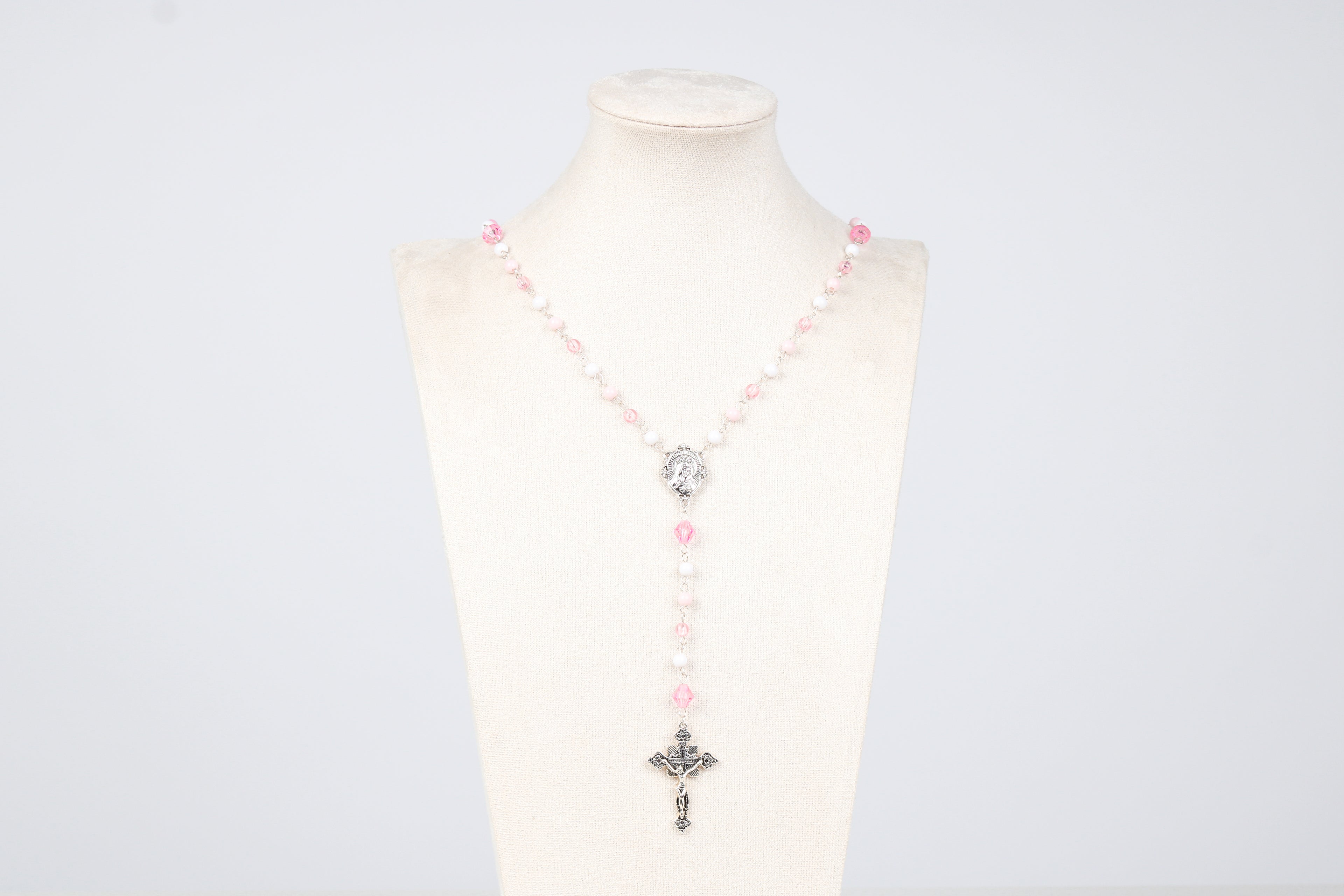Rosenkranz - Weiß Rosa / Silber