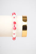 Armband - Rot Weiß / Silber